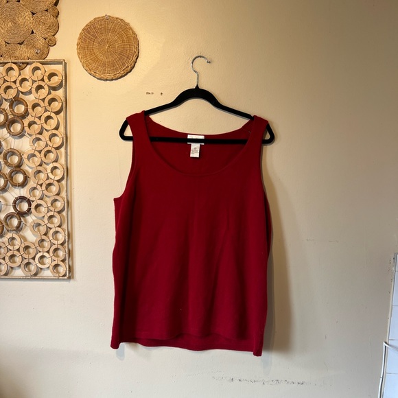 Neiman Marcus 1x maroon red sleeve less cashmere blouse… - Picture 4 of 6